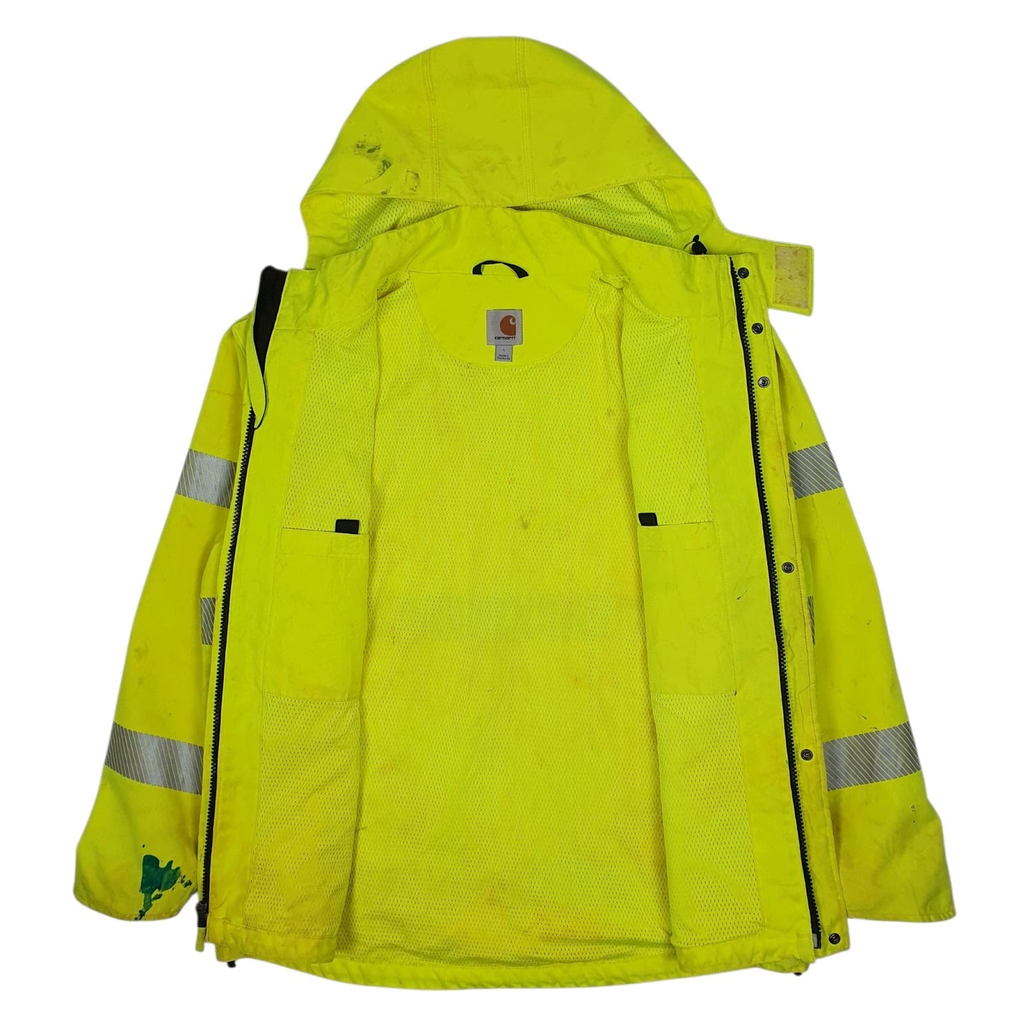 Mens Yellow Carhartt Hi Vis Worksite Saftey  Coat