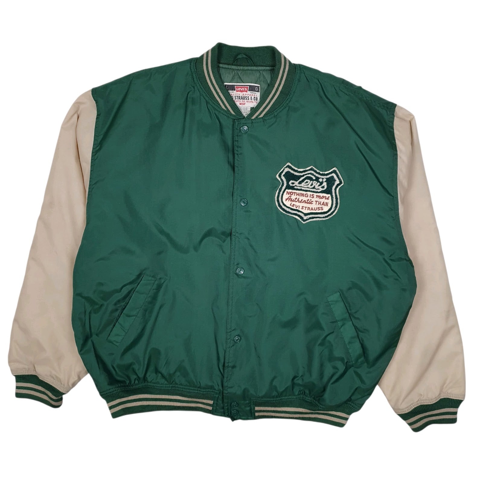 Mens Green Levis College Varsity Vintage 90s  Coat