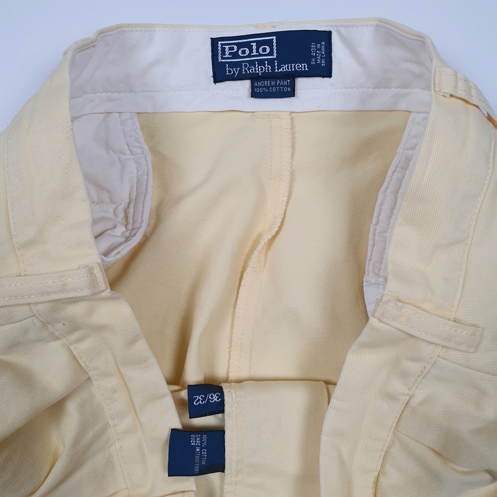 Mens Yellow Polo Ralph Lauren Andrew Pant Double Pleated  Trousers