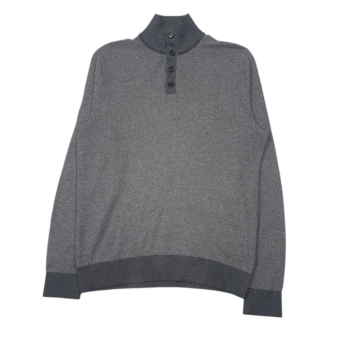 Mens Grey Tommy Hilfiger Button Up Quarter Zip Jumper