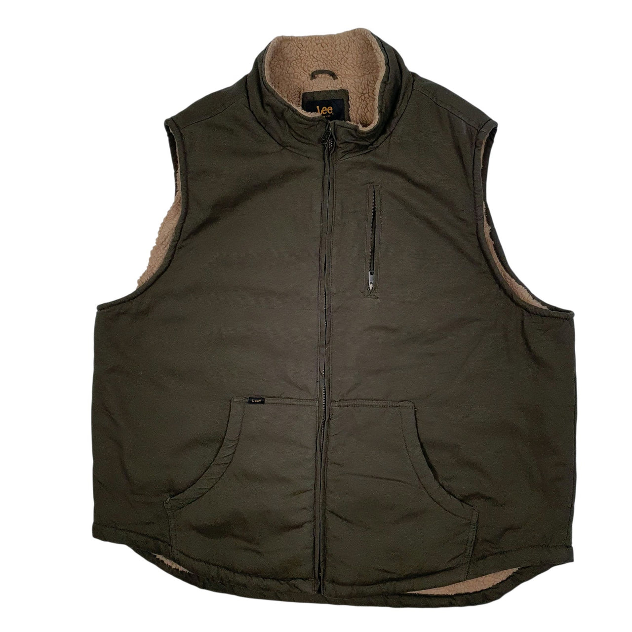 Mens Green Lee Sherpa Lined Summit Vest  Coat