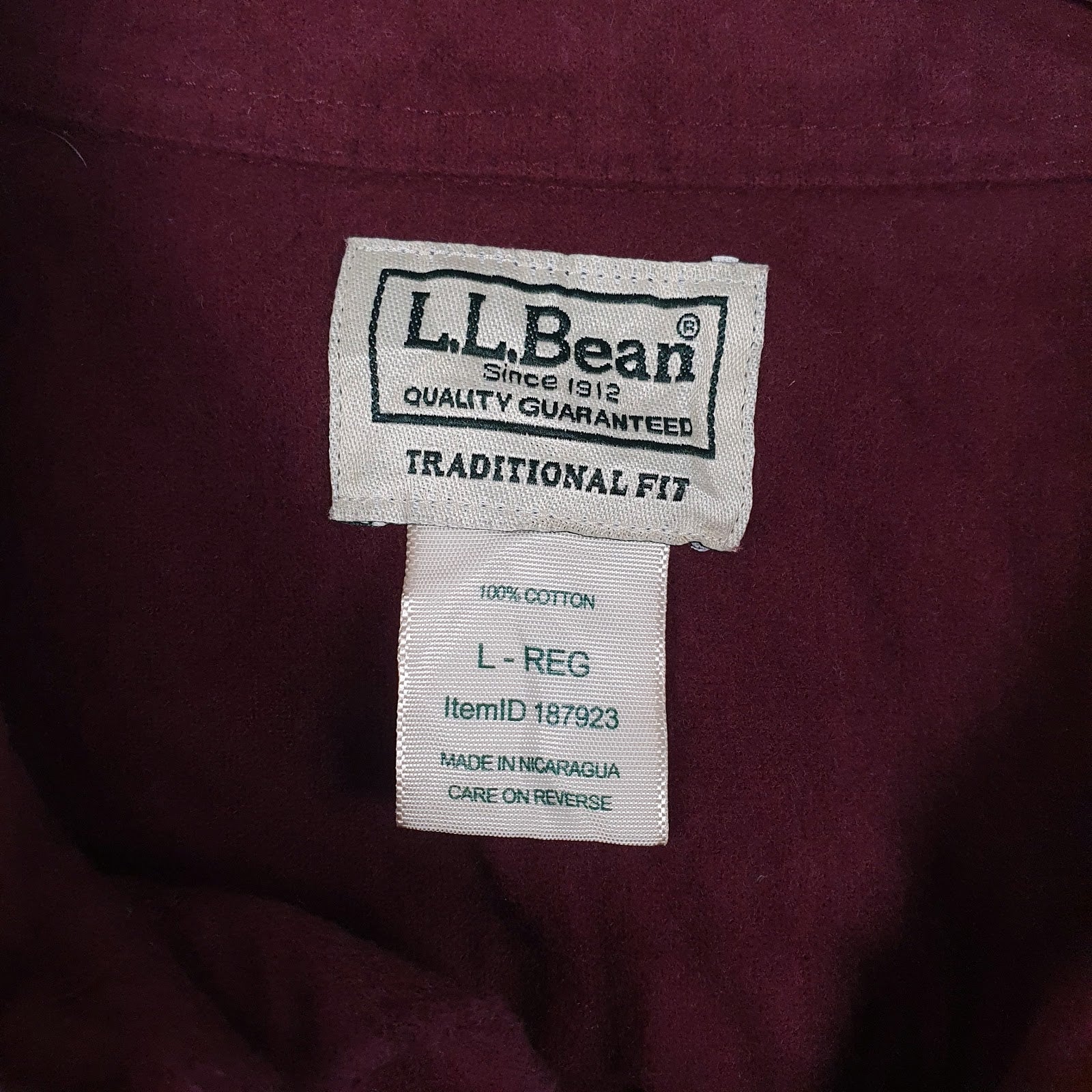 Mens Burgundy L.L.Bean Chamois  Shirt