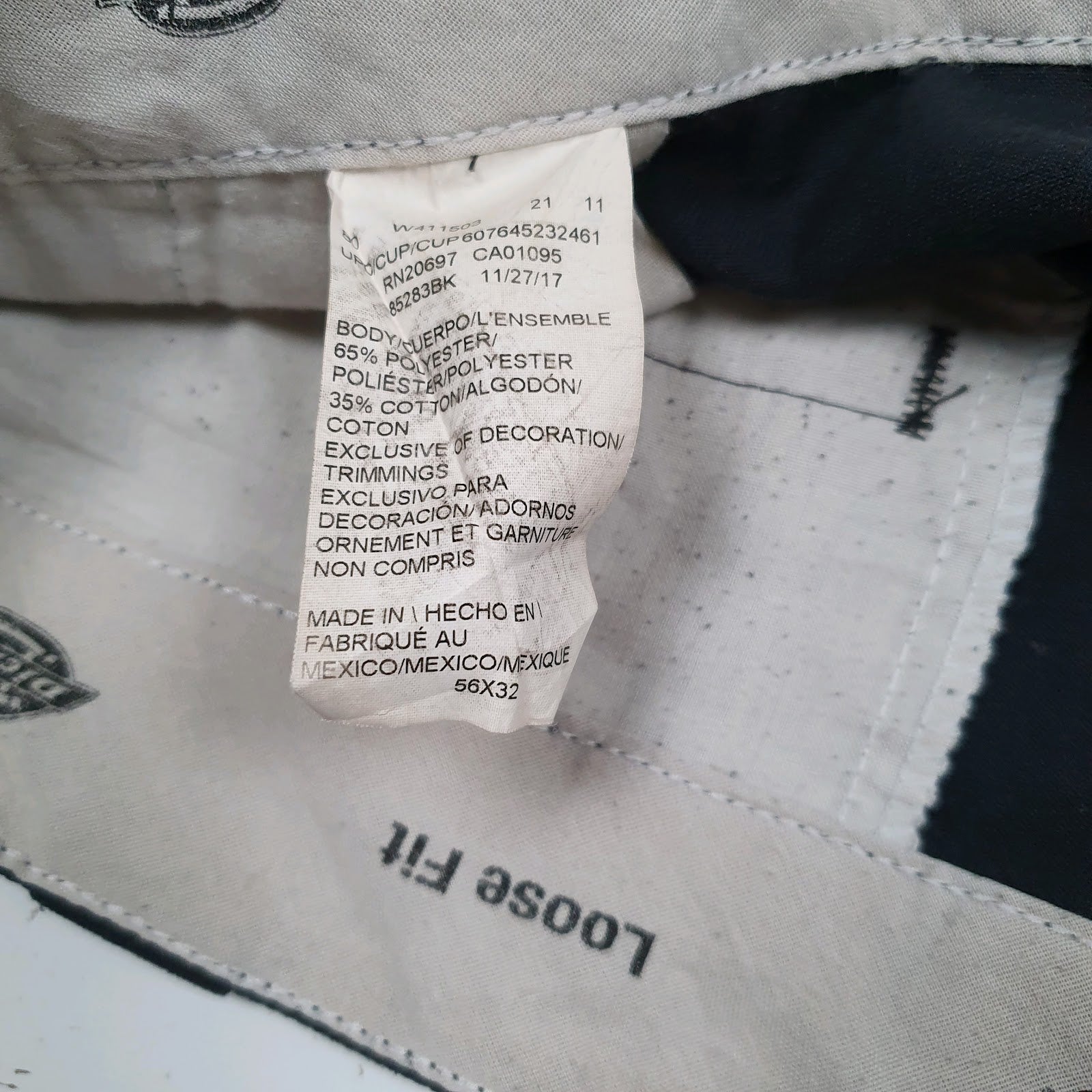 Mens Black Dickies   Trousers