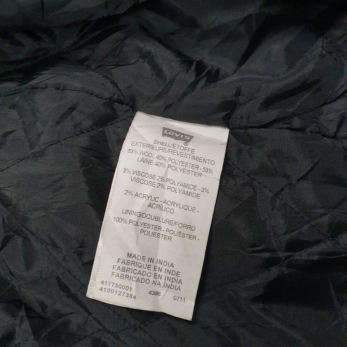 Mens Black Levis Wool  Coat
