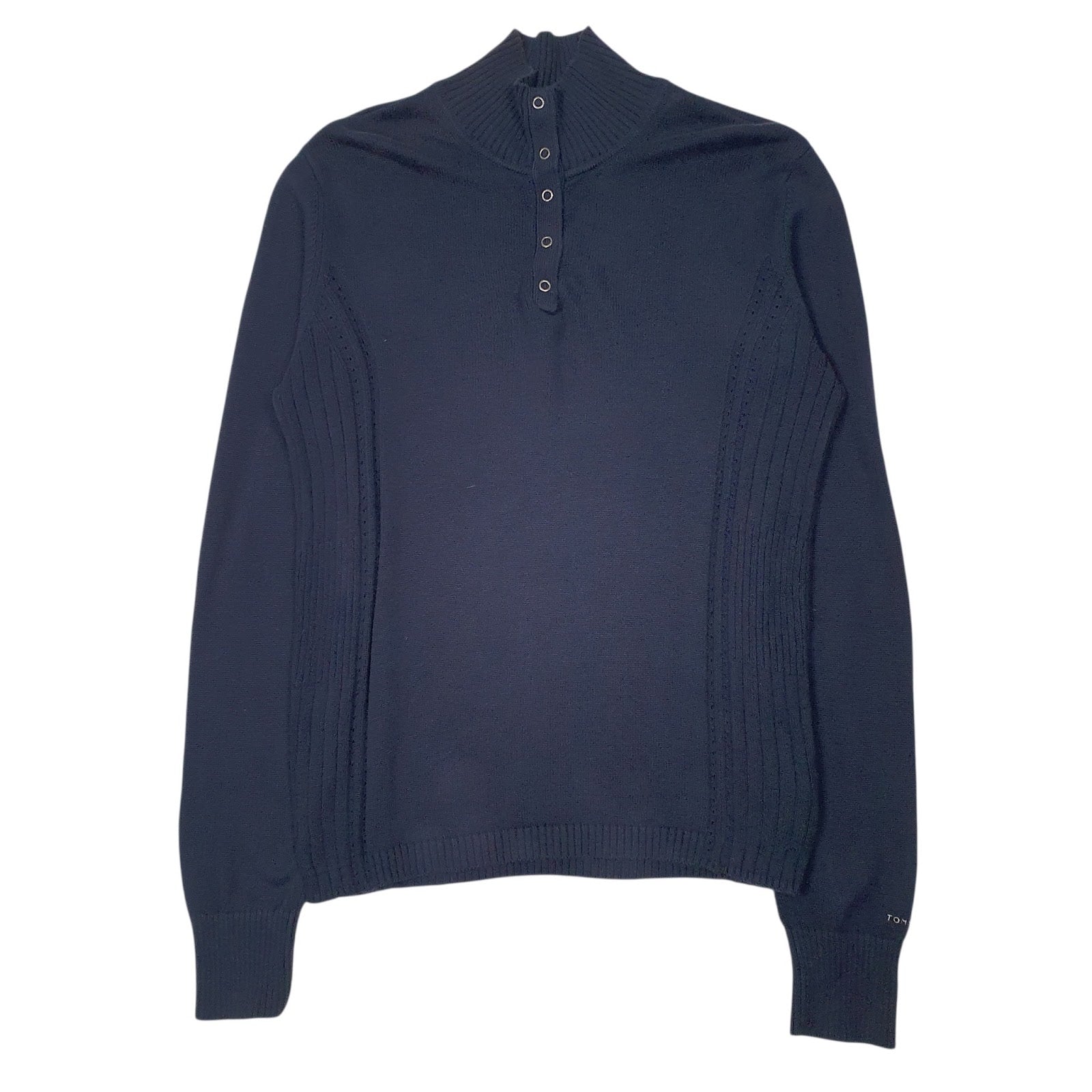Womens Navy Tommy Hilfiger Button Up Quarter Zip Jumper