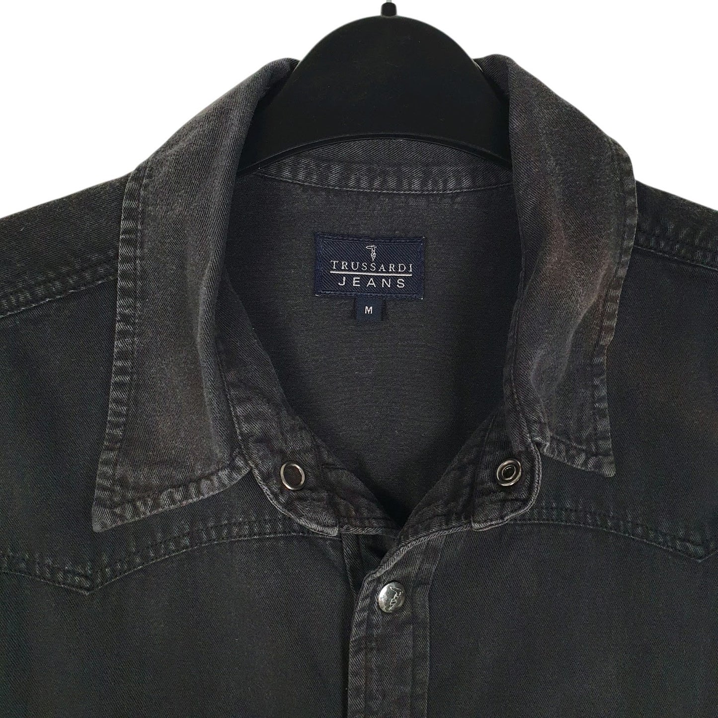 Mens Black Trussardi Jeans Denim Western  Shirt