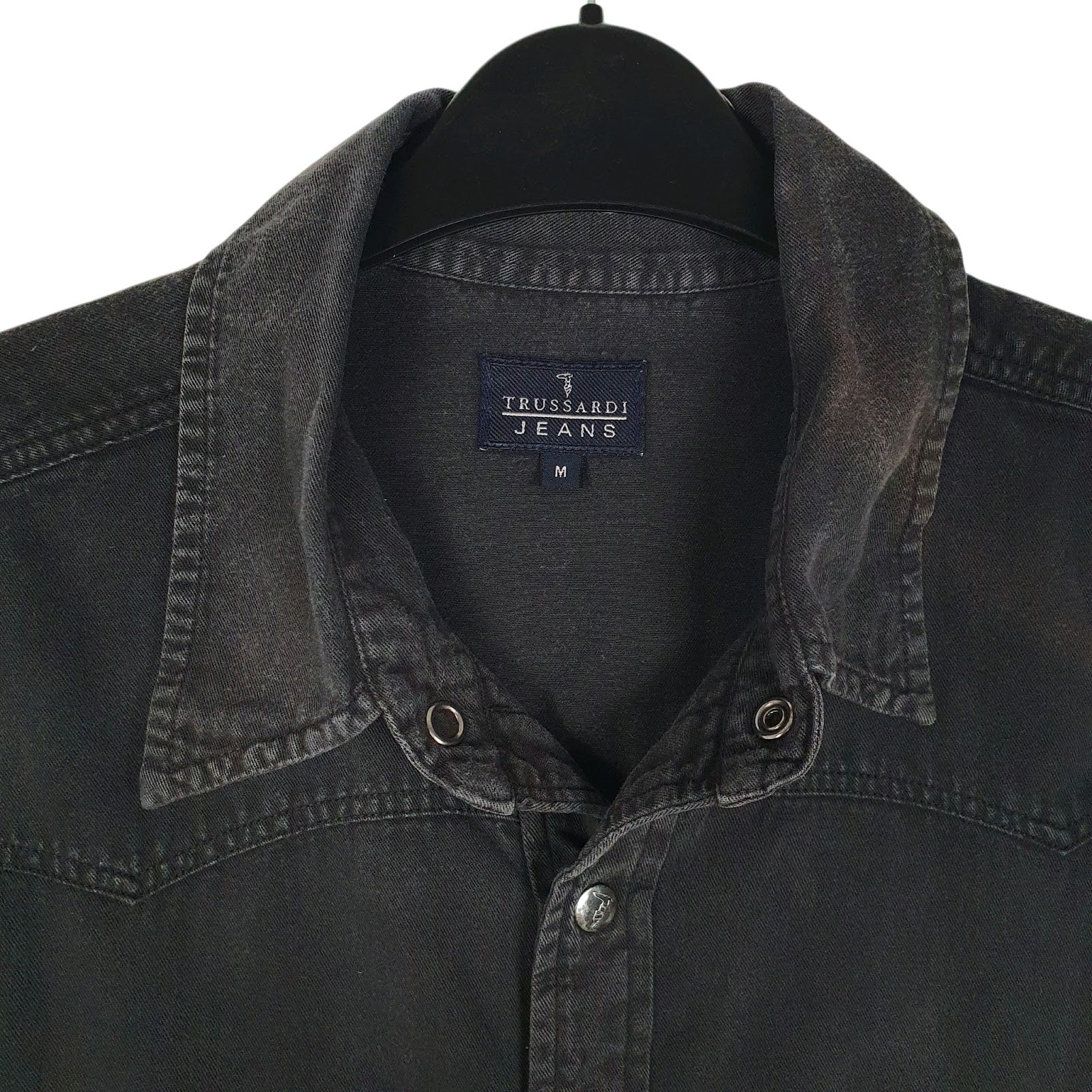 Mens Black Trussardi Jeans Denim Western  Shirt