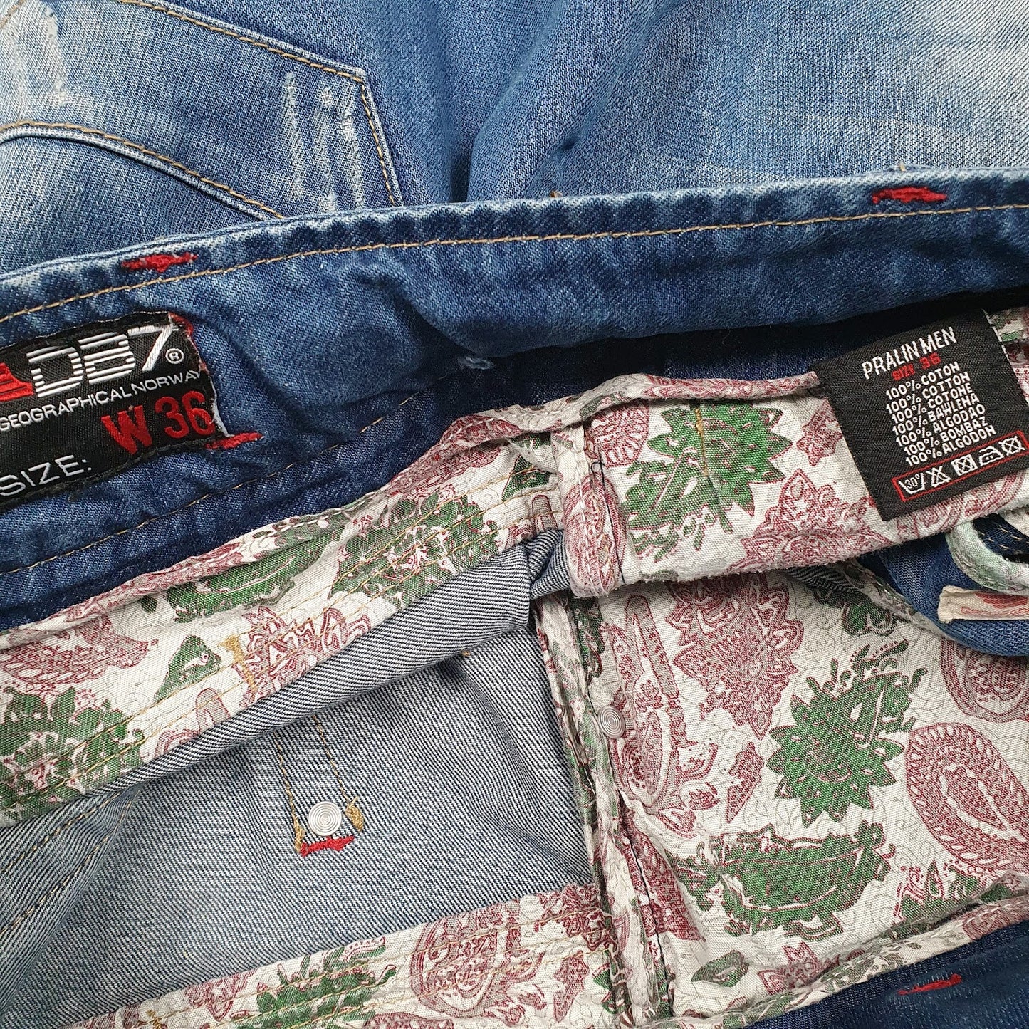 Mens Blue Geographical Norway Distressed  Shorts