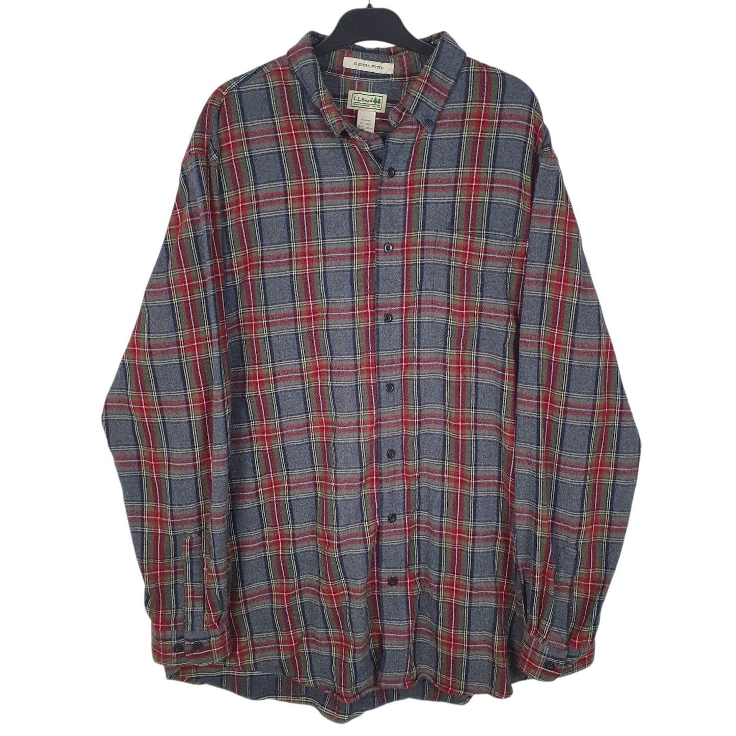 Mens Grey L.L.Bean Flannel Long Sleeve Shirt