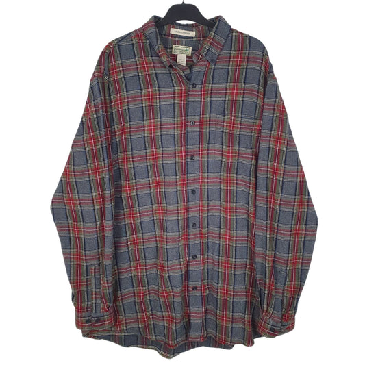 Mens Grey L.L.Bean Flannel Long Sleeve Shirt