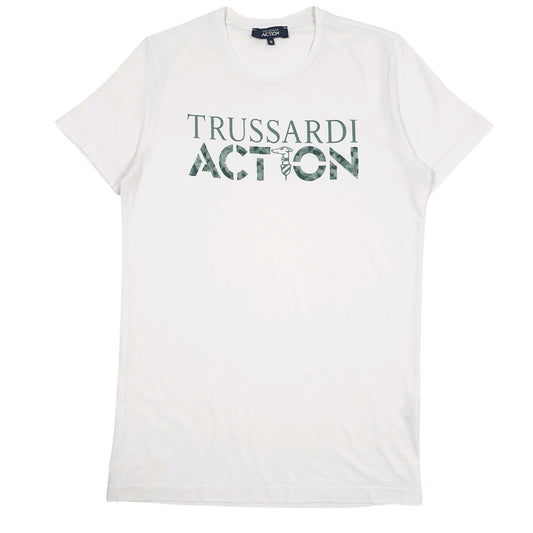 Mens White Trussardi Spellout Short Sleeve T Shirt
