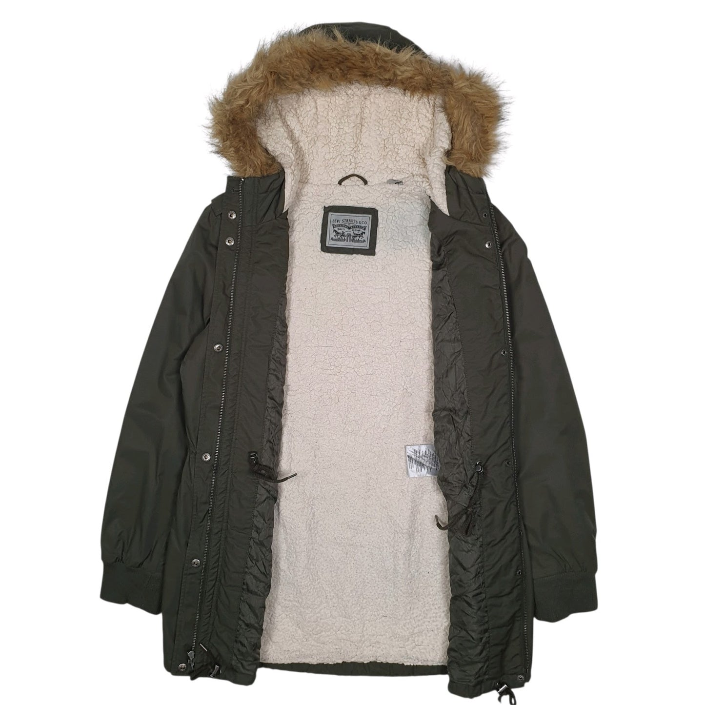 Womens Green Levis Sherpa Lined  Coat