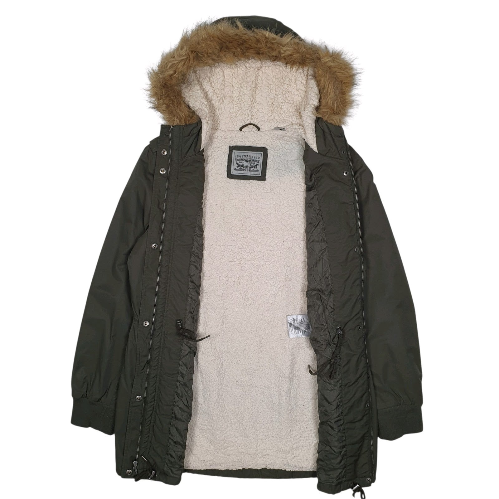 Womens Green Levis Sherpa Lined  Coat