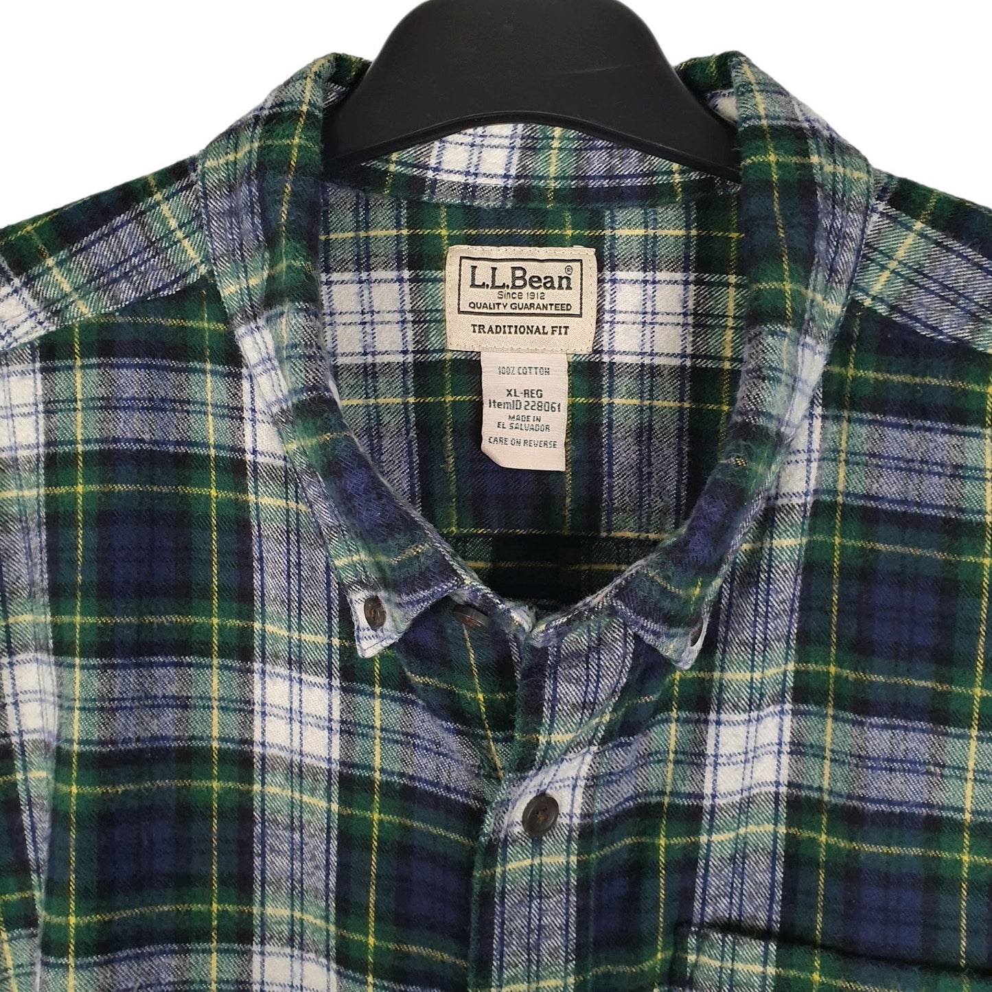 Mens Green L.L.Bean Plaid Flannel Heavy  Shirt