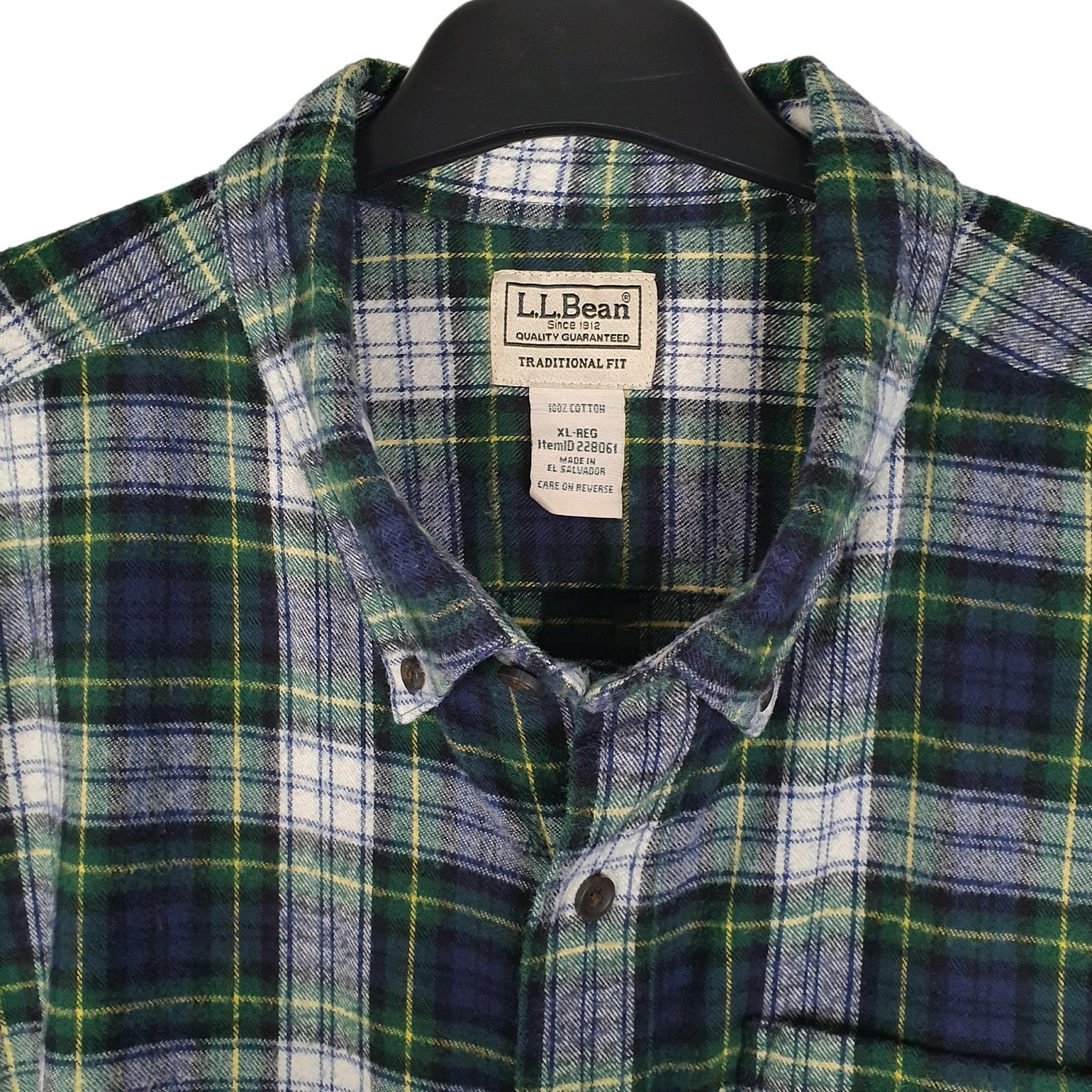Mens Green L.L.Bean Plaid Flannel Heavy  Shirt