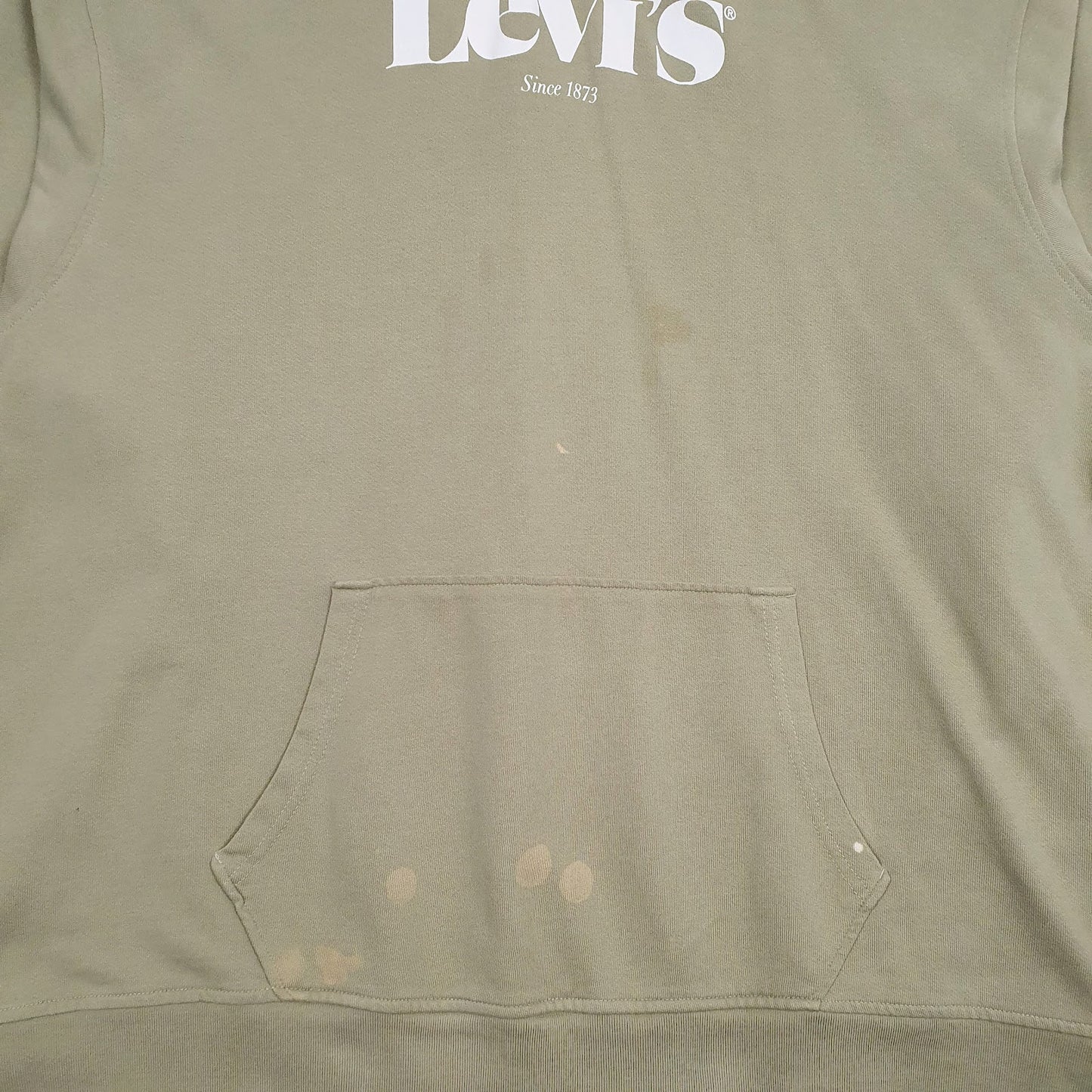 Mens Green Levis Spellout Hoodie Jumper