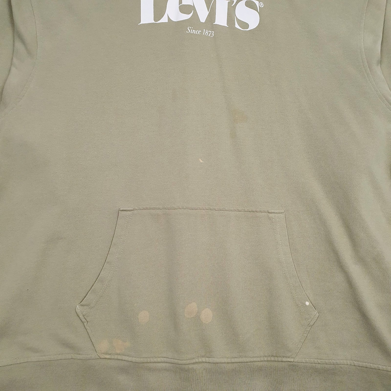 Mens Green Levis Spellout Hoodie Jumper