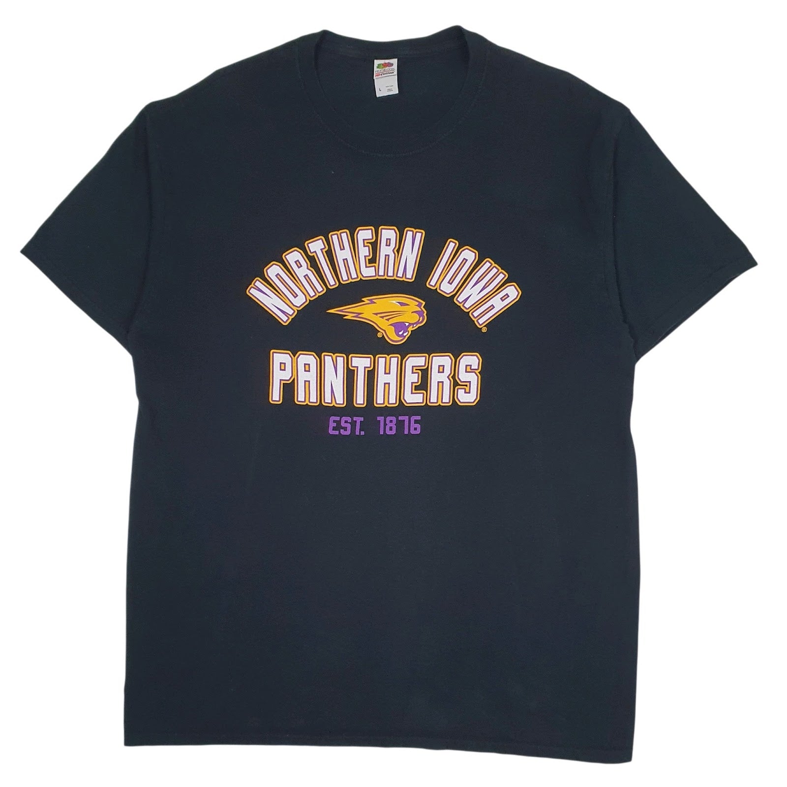 Mens Black Fruit Of The Loom Northern Iowa Panthers Short Sleeve T Shirt