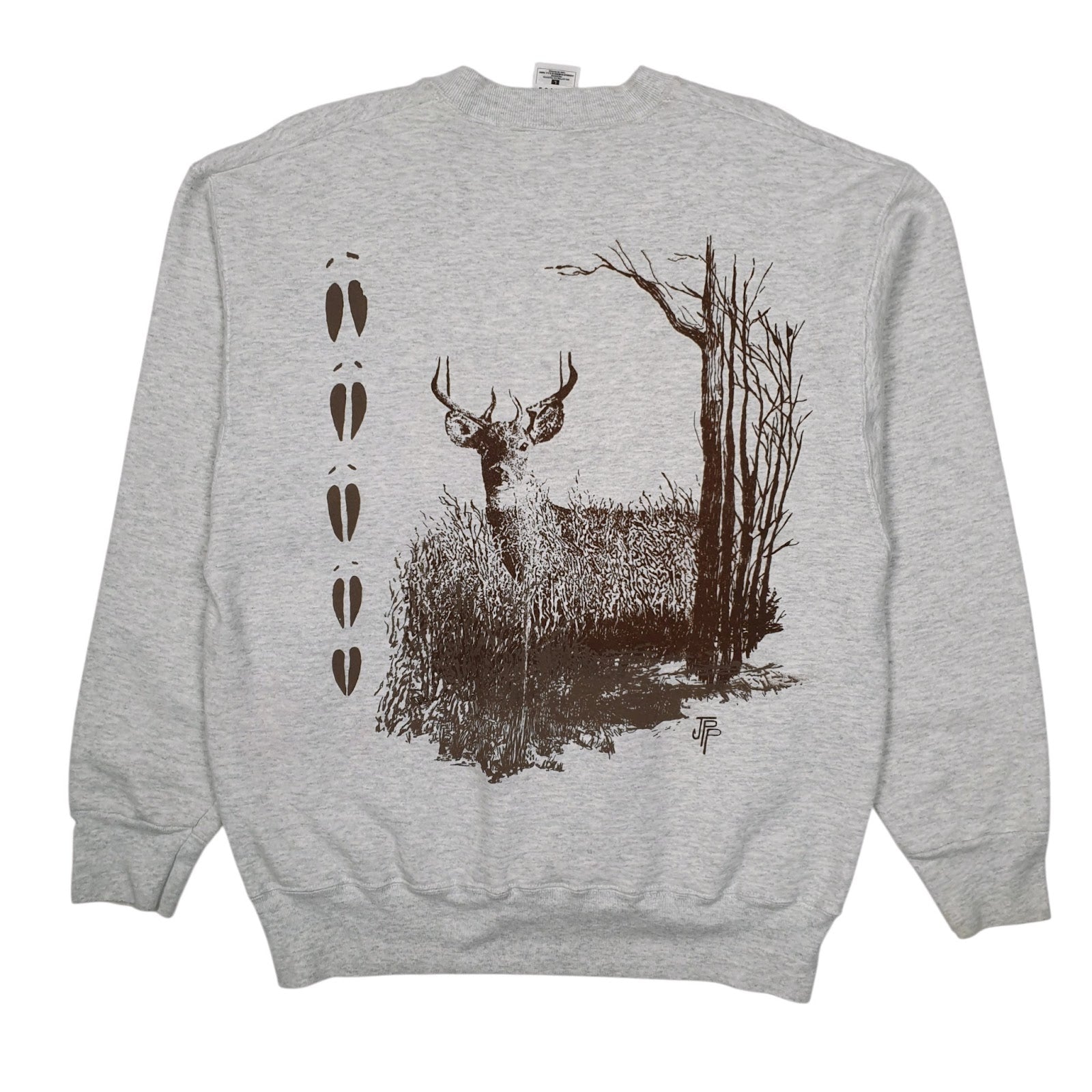 Mens Grey Fruit Of The Loom Wildlife Crewneck Jumper