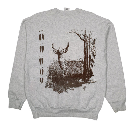 Mens Grey Fruit Of The Loom Wildlife Crewneck Jumper