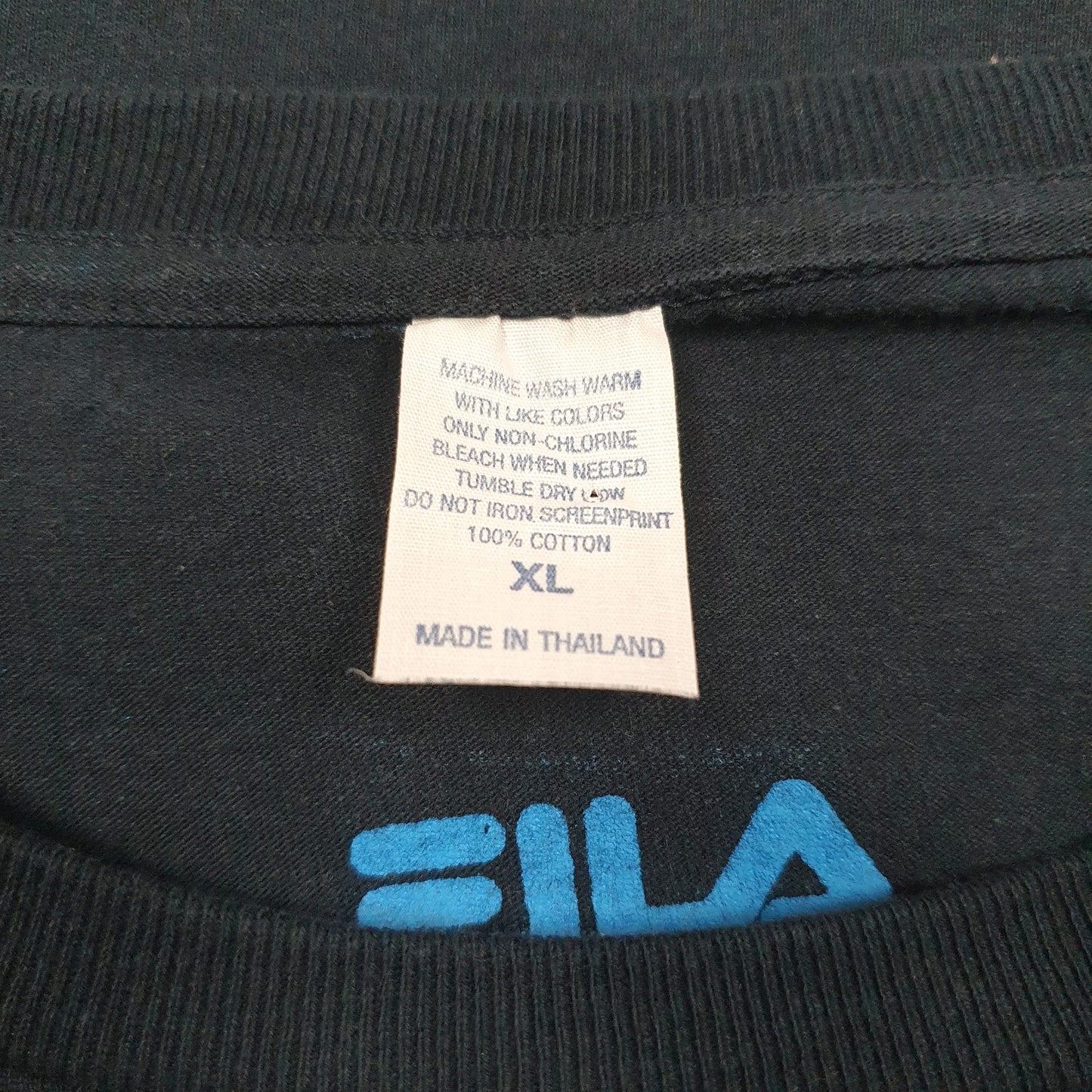 Mens Navy Fila Spellout  T Shirt