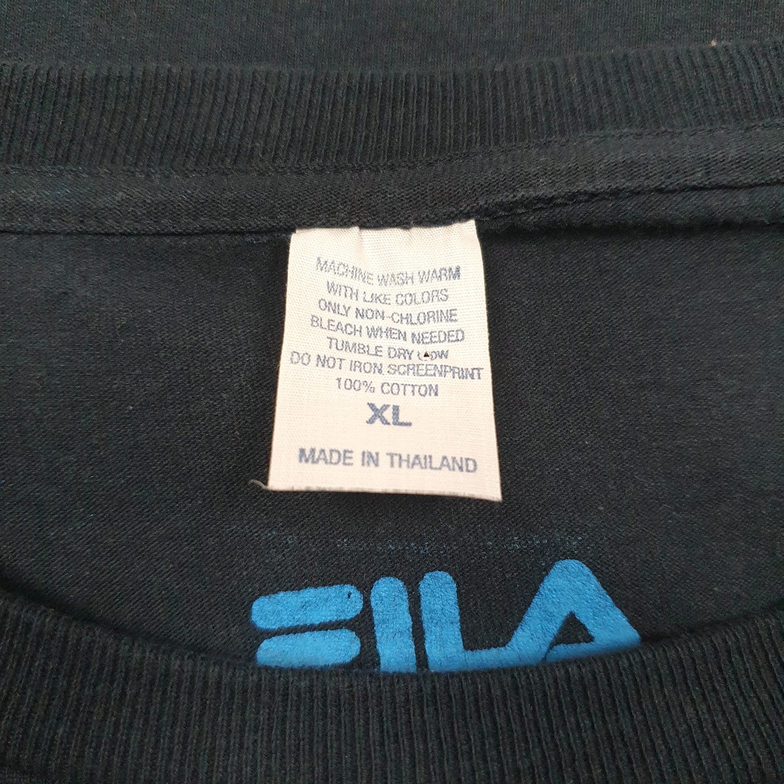 Mens Navy Fila Spellout  T Shirt