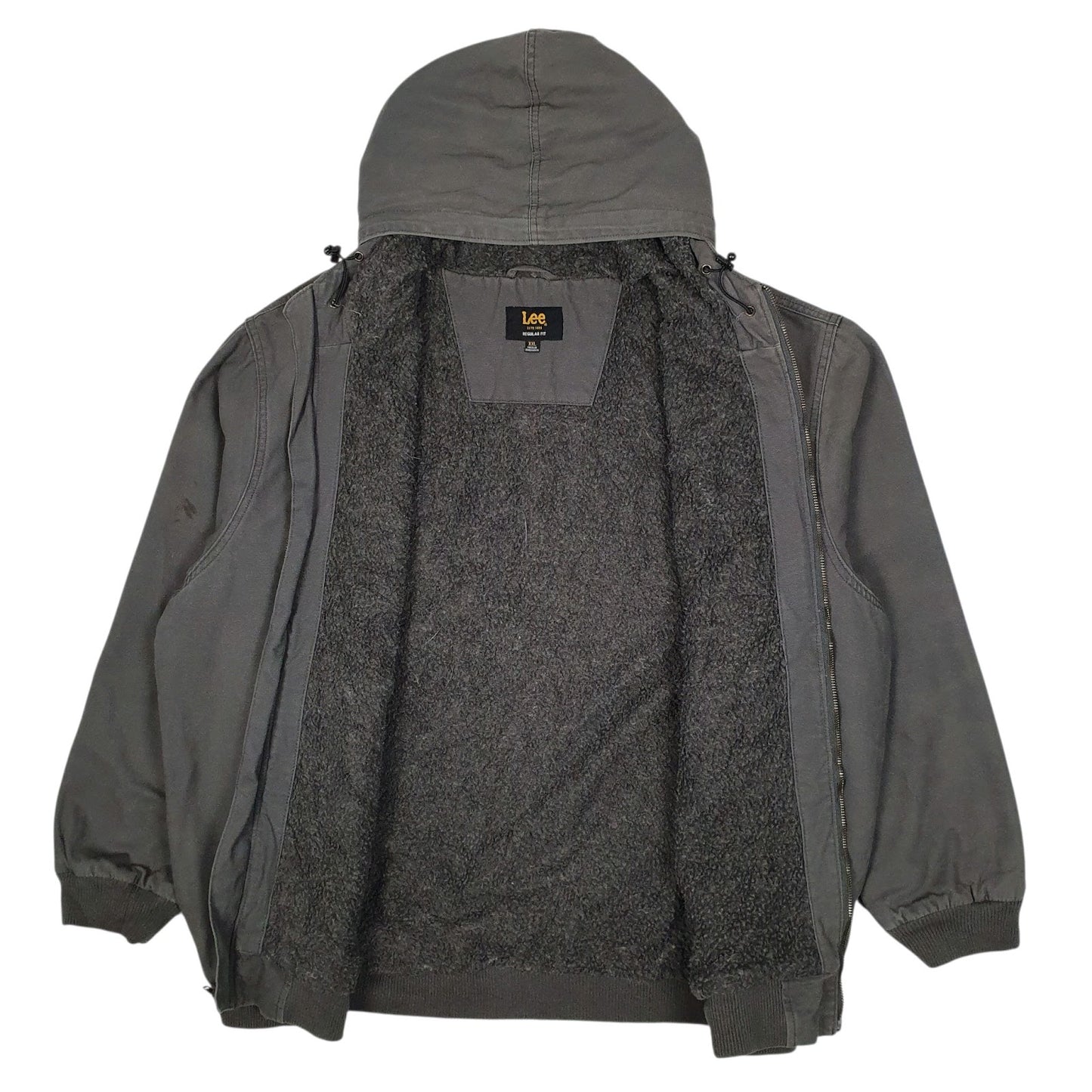 Mens Grey Lee Active Sherpa Lined Hoodie  Coat