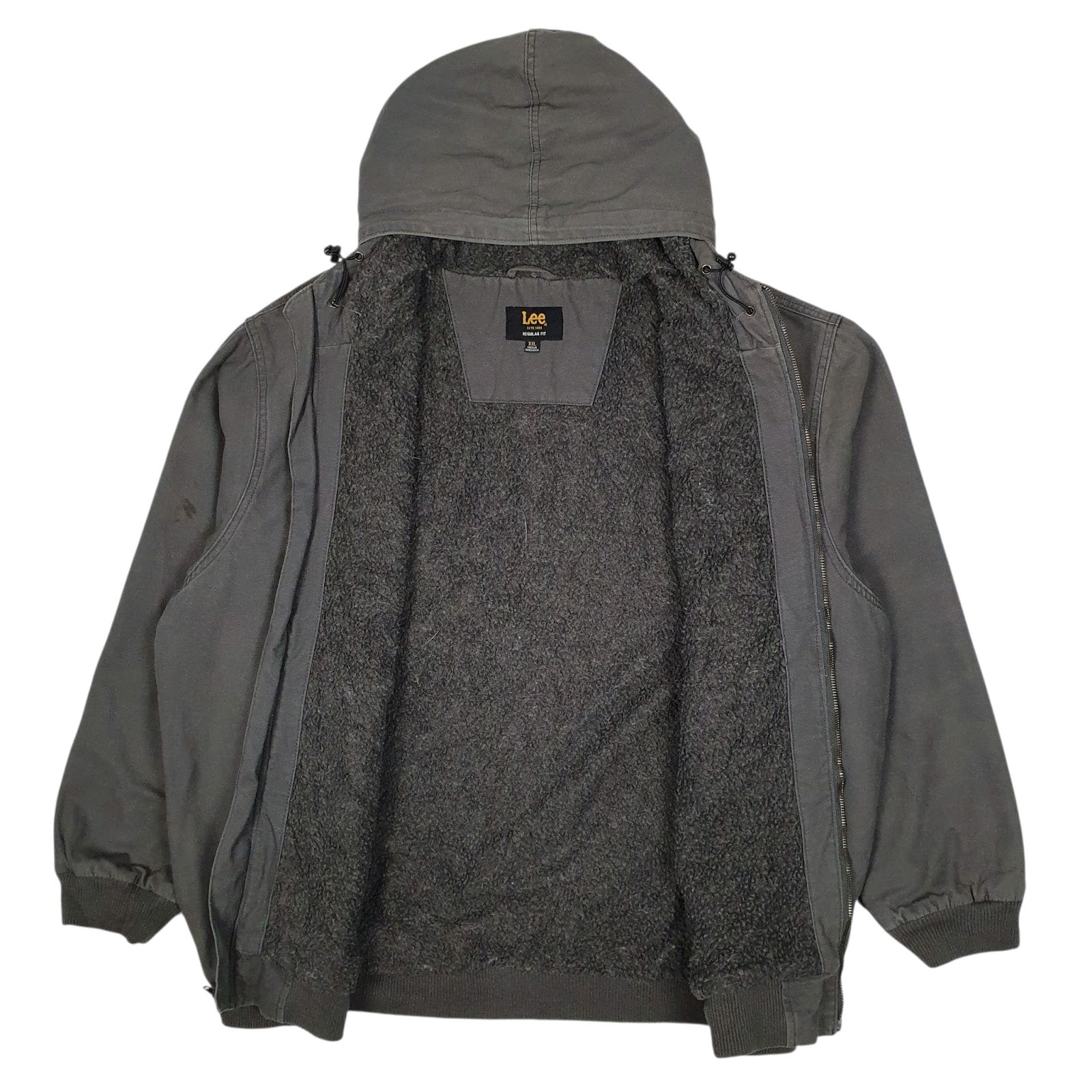 Mens Grey Lee Active Sherpa Lined Hoodie  Coat