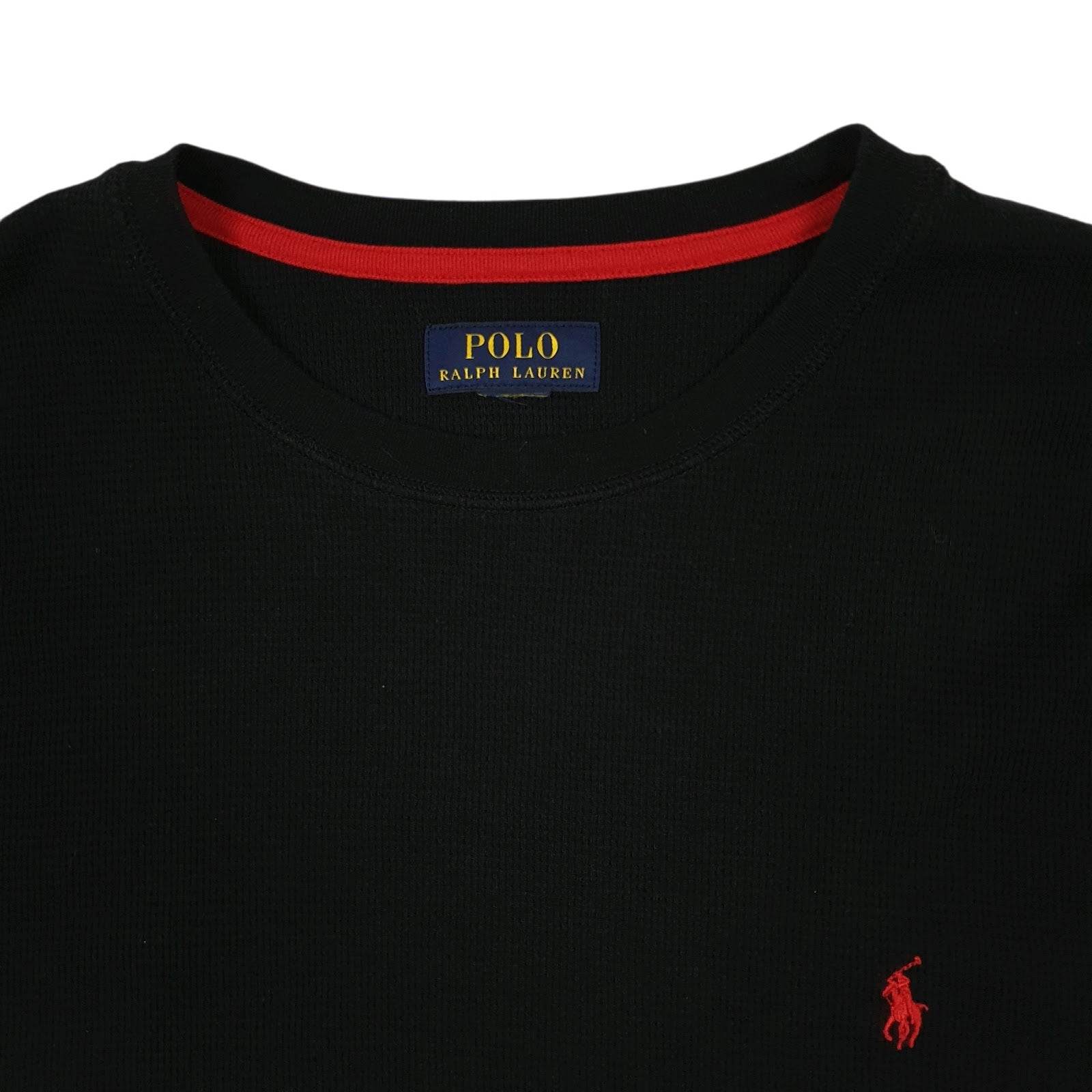 Mens Black Polo Ralph Lauren Thermal Crewneck Jumper