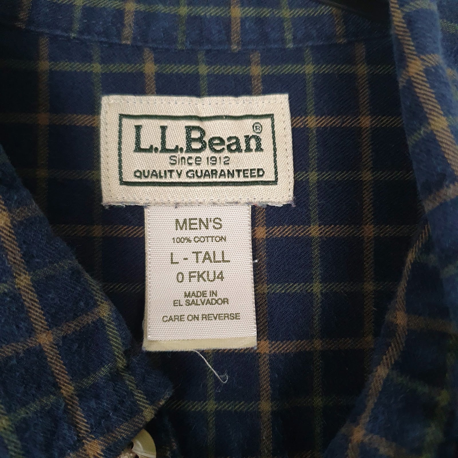 Mens Navy L.L.Bean Flannel  Shirt