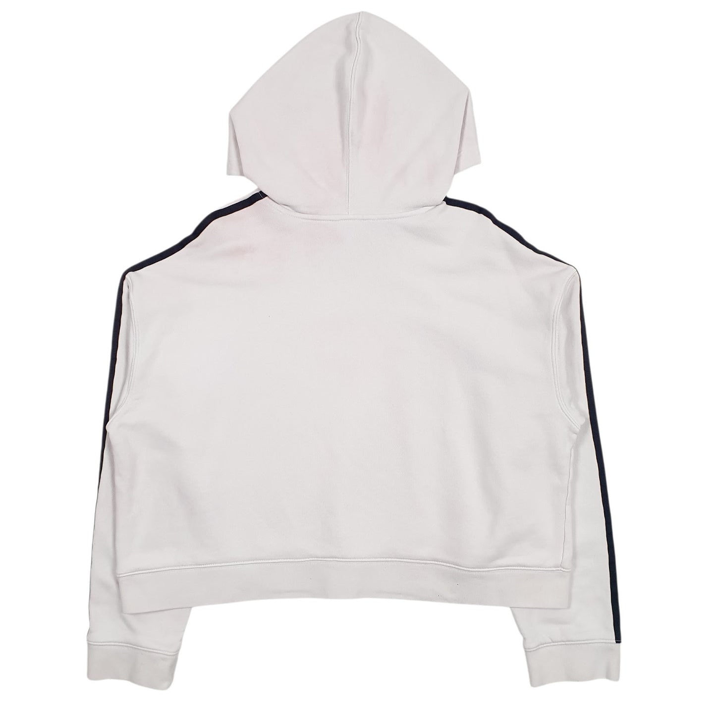 Womens White Adidas Crop Top Hoodie Jumper