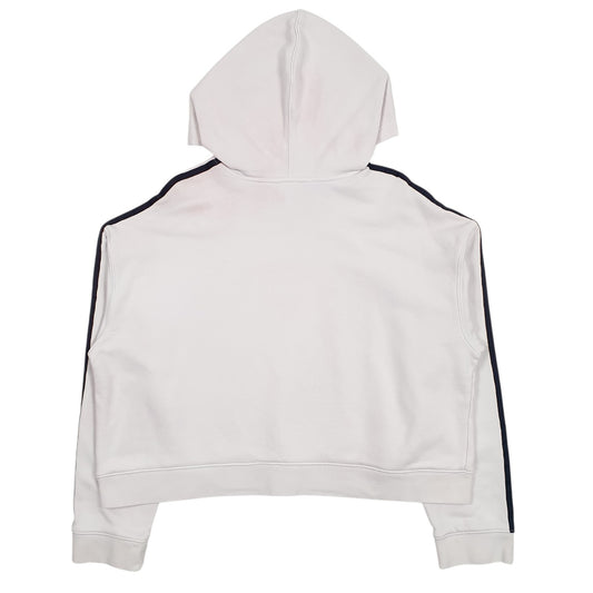 Womens White Adidas Crop Top Hoodie Jumper