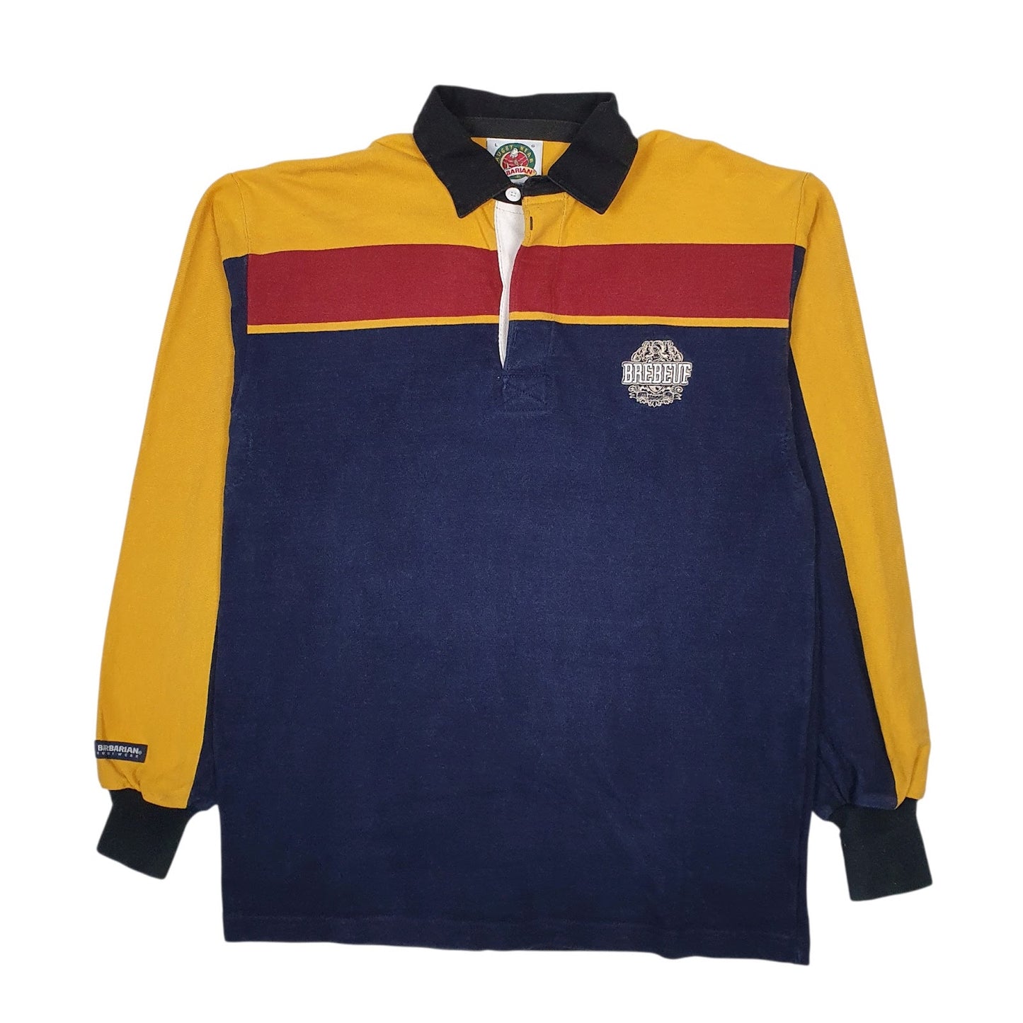 Mens Navy Barbarian Brebeuf Long Sleeve Polo Shirt
