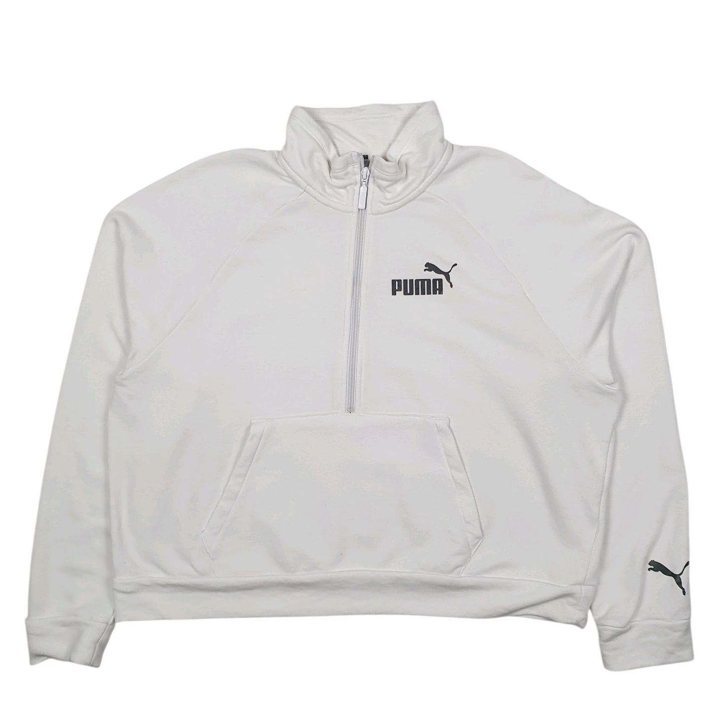 Womens White Puma  Quarter Zip Jumper