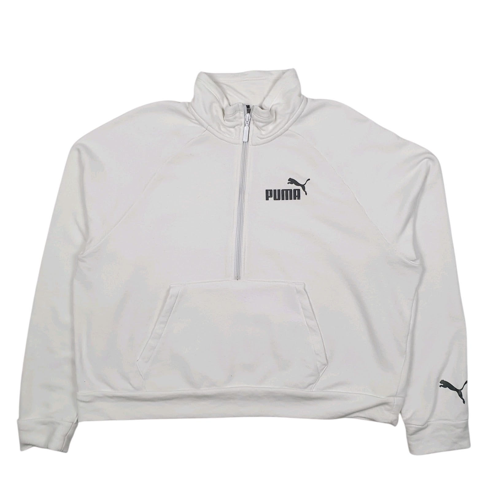 Womens White Puma  Quarter Zip Jumper