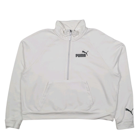 Womens White Puma  Quarter Zip Jumper
