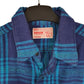 Mens Blue Denim Dungaree Plaid Flannel Uniform  Shirt