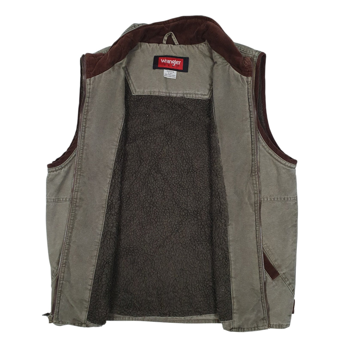Mens Grey Wrangler Workwear Sherpa Lined Corduroy  Coat