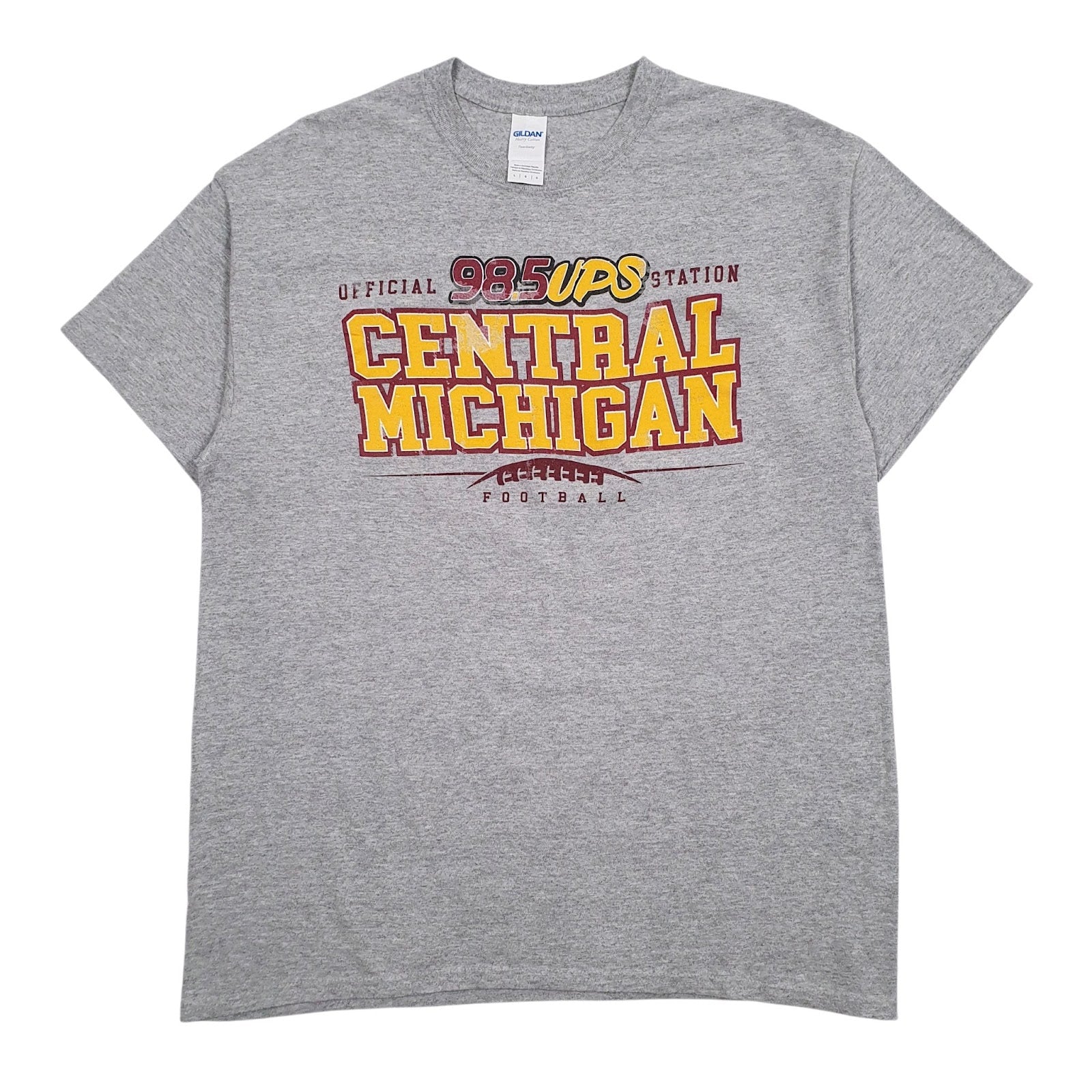 Mens Grey Gildan Central Michigan Football Short Sleeve T Shirt