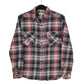 Mens Grey Natural Story Flannel Plaid Long Sleeve Shirt