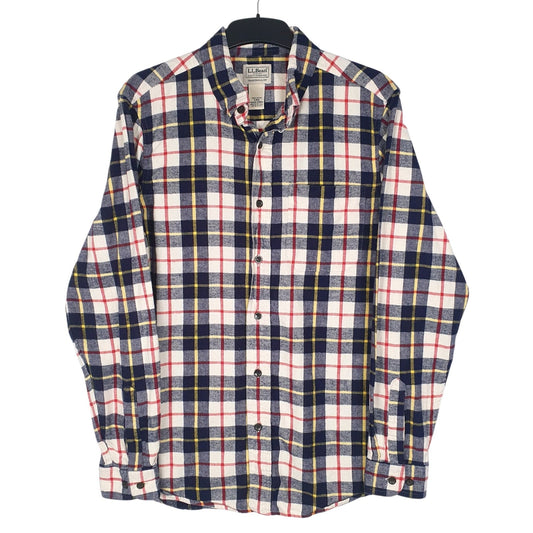 Mens Grey L.L.Bean Flannel Long Sleeve Shirt