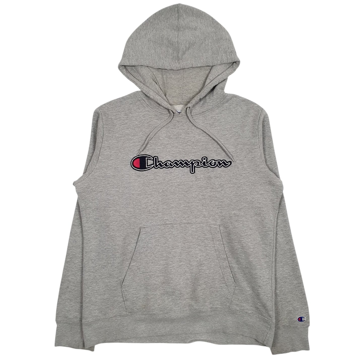 Mens Grey Champion Spellout Hoodie Jumper