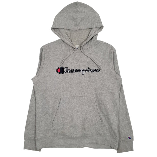 Mens Grey Champion Spellout Hoodie Jumper