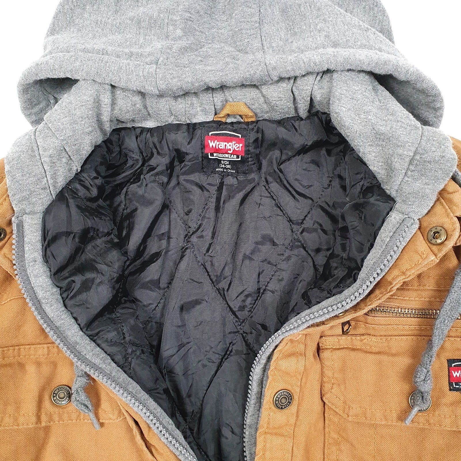 Mens Tan Wrangler Bomber Chore Hoodie  Coat