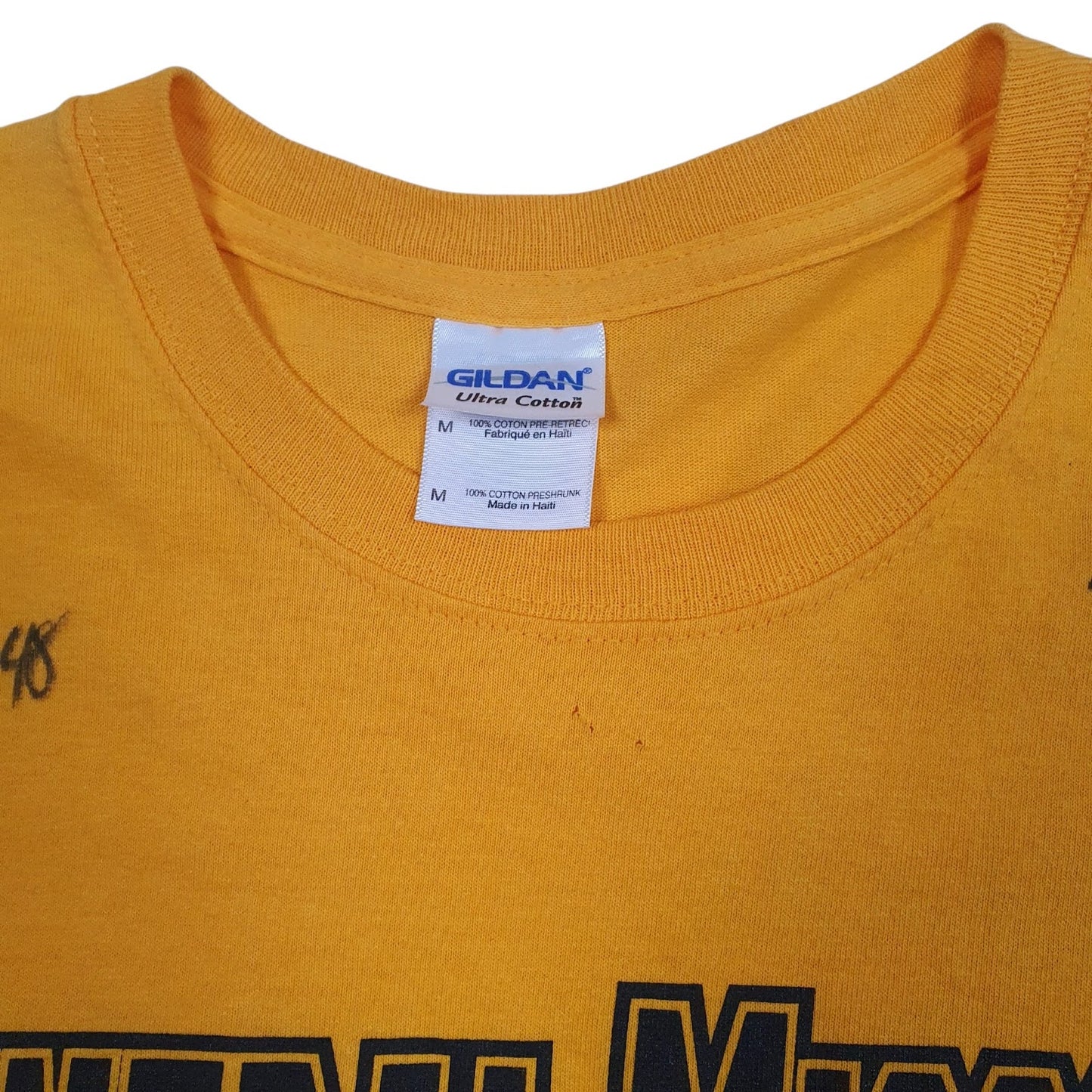 Mens Yellow Gildan Tim Barnes Central Missouri Football Camp Signed  T Shirt