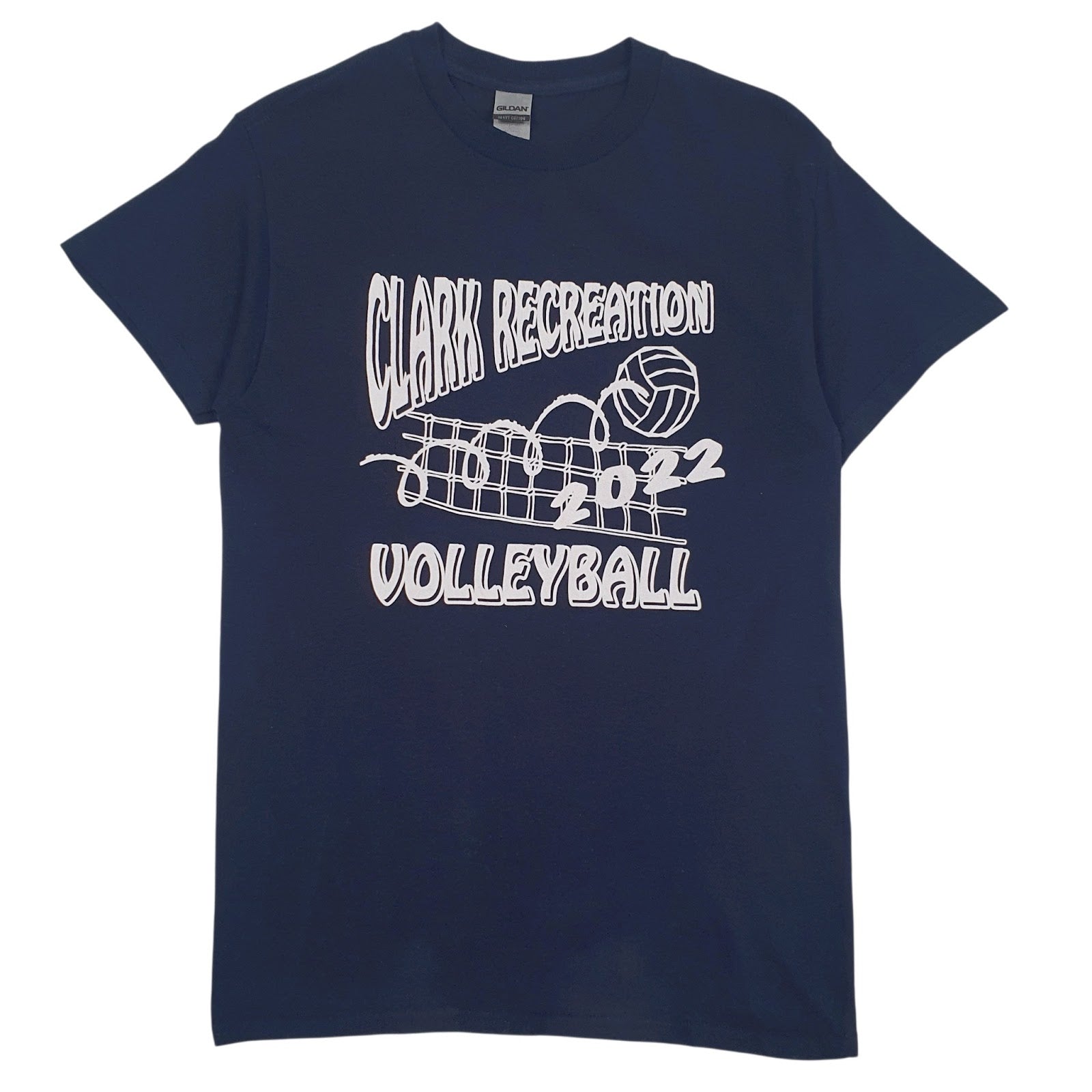 Mens Navy Gildan Clark Recreation Volleyball Short Sleeve T Shirt