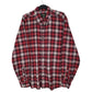 Mens Red Eddie Bauer Thick Flannel Plaid Long Sleeve Shirt