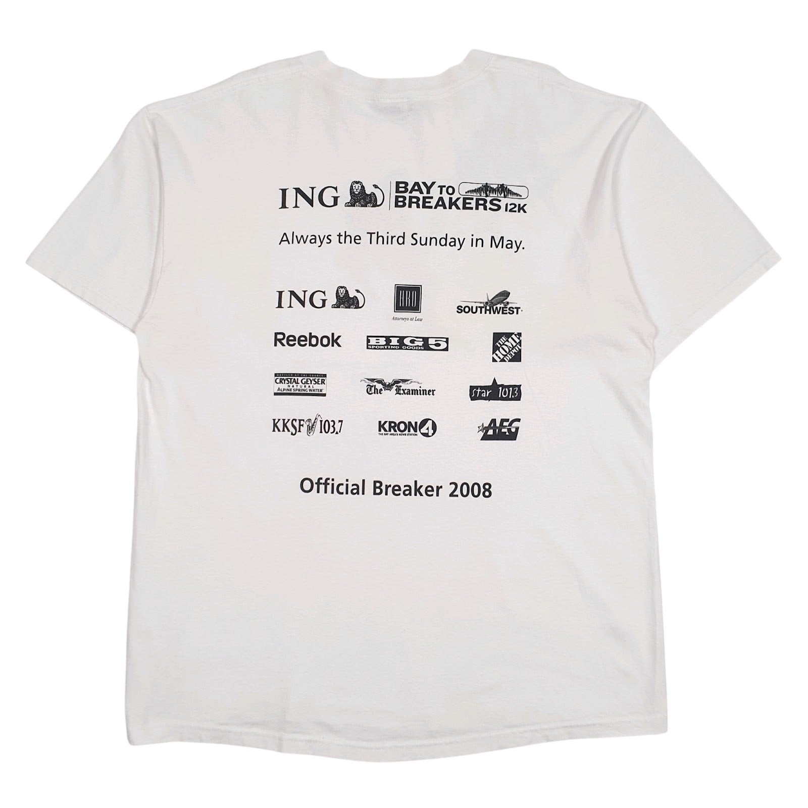 Mens White Reebok Vintage 00s ING Bay to Breakers 12K  T Shirt