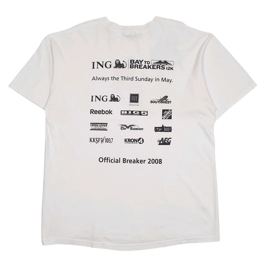 Mens White Reebok Vintage 00s ING Bay to Breakers 12K  T Shirt