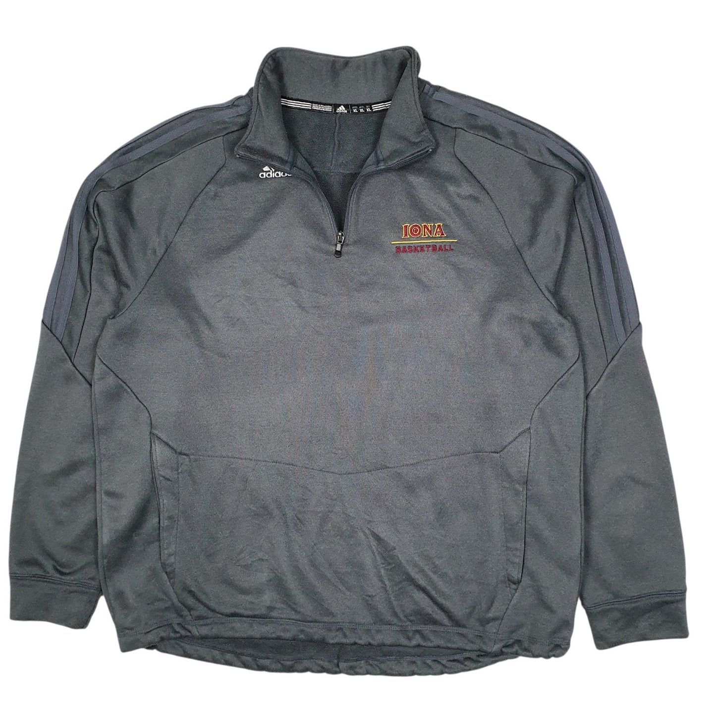 Mens Grey Adidas Iona Basketball Quarter Zip Jumper